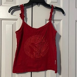 2000s Era Vintage Red Billabong Dragon Screen Tank